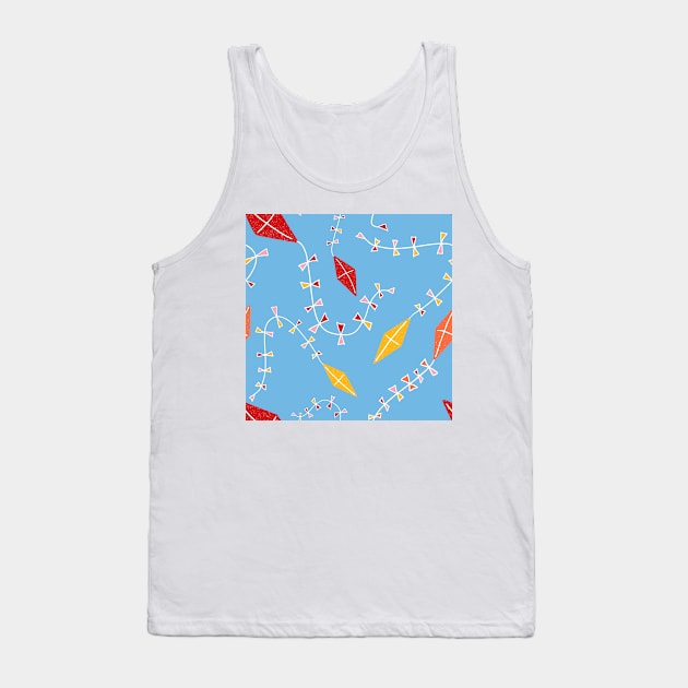 Colorful Kites on Blue Tank Top by OneLook